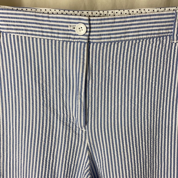 TALBOTS 18 SEERSUCKER Blue White Perfect Crop Pants - Picture 4 of 10